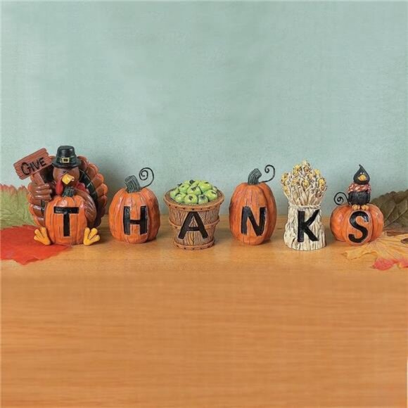 Fun Express Resin Give Thanks Blocks (Set of 6) Fall Home Decor - Picture 2 of 6